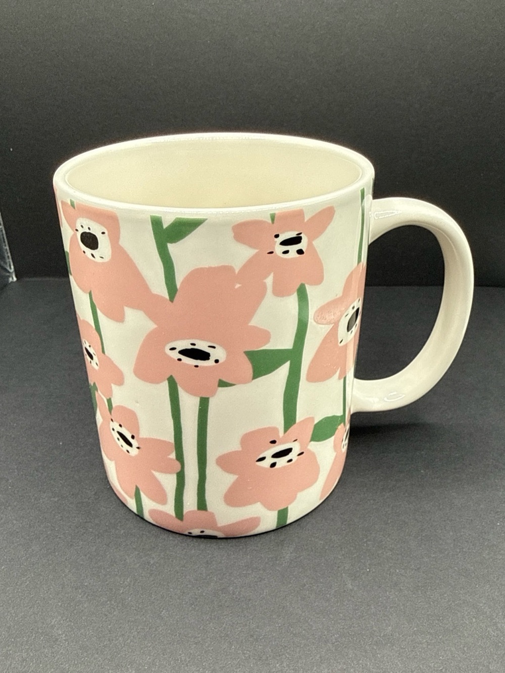 Room Essentials 15oz Stoneware Pink Flowered Coffee Mug